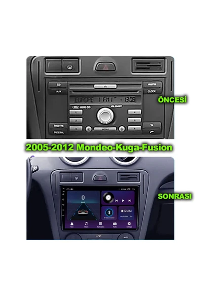 NAVMİNA Ford Kare Fiesta Kuga Fusion Mondeo 2005-2015 Uyumlu 9 inç 6-128 GB Multimedya ürün görseli