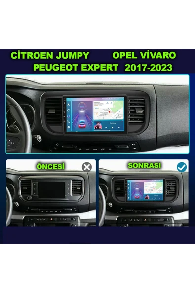 NAVMİNA Citroen JUMPY OPEL VİVARO PEUGEOT EXPERT 2017-2023 Uyumlu 10 inç 4-64 gb Multimedya