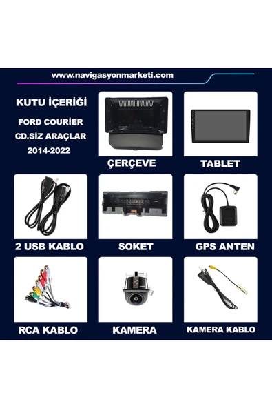 NAVMİNA Ford Courier 2014-2022 Uyumlu 9 inç 4-64 GB Multimedya - Resim 6