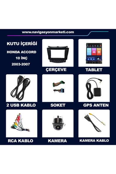 NAVMİNA Honda Accord 2003-2007 Uyumlu 10 inç 6-128 Gb Multimedya - Resim 6