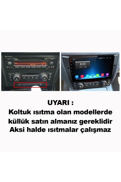NAVMİNA BMW E90 E91 E92 E93 2005-2012 Uyumlu 9 inç Android 4-64 GB Multimedya - 5