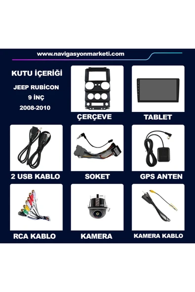 NAVMİNA JEEP Wrangler Rubicon 2008-2010 Uyumlu 9 inç 4-64 GB Multimedya - 3