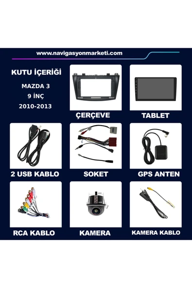 NAVMİNA MAZDA 3 2010-2013 UYUMLU 9 İNÇ 6-128 GB MULTİMEDYA KAMERA - Resim 4