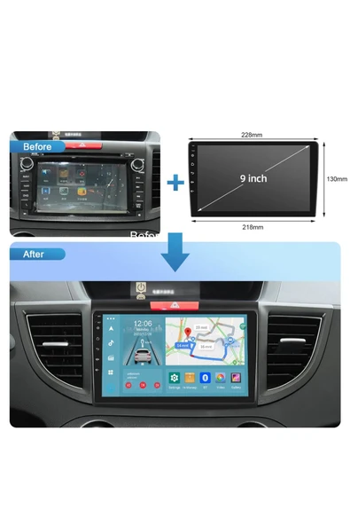 NAVMİNA Honda CRV 2013-2017 Uyumlu 9 inç 6-128 GB Multimedya