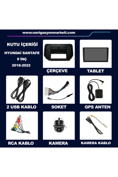 NAVMİNA Hyundai Santafe 2018-2022 Uyumlu 10 inç 6-128 GB Multimedya - Resim 6