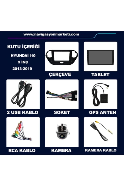 NAVMİNA Hyundai İ10 2013-2019 Uyumlu 9 inç 6-128 GB Multimedya