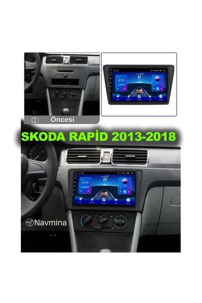 NAVMİNA SKODA RAPİD 2013-2018 UYUMLU 9 İNÇ 6-128 GB MULTİMEDYA - 2
