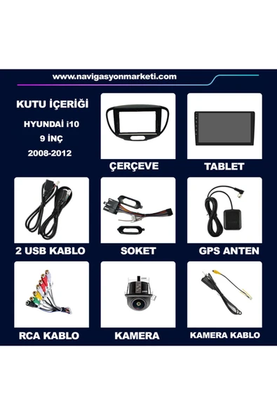 NAVMİNA Hyundai İ10 2008-2012 Uyumlu 9 inç 6-128 GB Multimedya