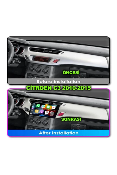 NAVMİNA Citroen C3 DS3 2010-2015 Uyumlu 4-64 gb 10 inç Beyaz Çerçeveli Multimedya