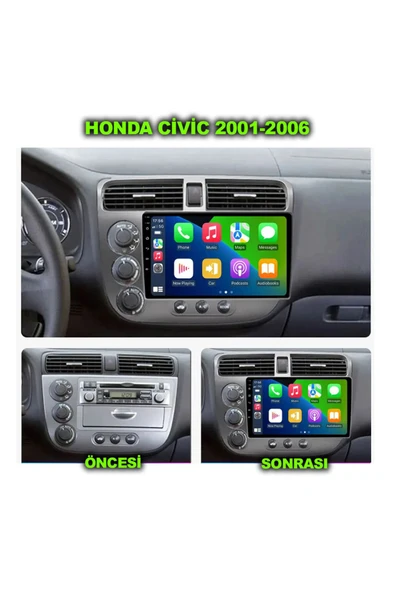 NAVMİNA Honda Civic 2001-2006 Uyumlu 9 inç 6-128 Gb Multimedya - Resim 2