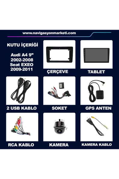 NAVMİNA Seat EXEO Uyumlu 9 inç Android 4-64 GB Multimedya - Resim 5