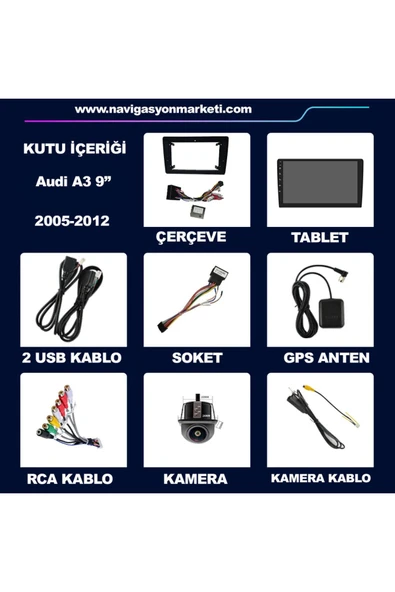 NAVMİNA Audi A3 2005-2012 Uyumlu 9 inç Android 6-128 GB Multimedya - Resim 6