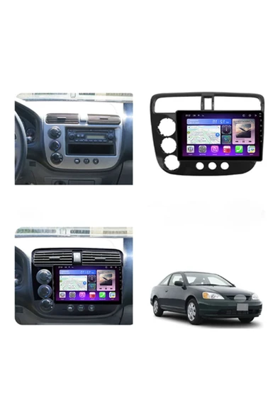 NAVMİNA Honda Civic 2001-2006 Uyumlu 9 inç 6-128 Gb Multimedya
