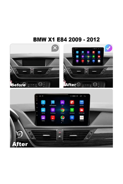 NAVMİNA BMW X1 E84 2009-2013 Uyumlu 9 inç Android 6-128 GB Multimedya