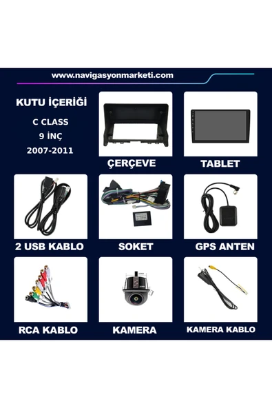 NAVMİNA MERCEDES C CLASS 2007-2011 UYUMLU 9 İNÇ 6-128 GB MULTİMEDYA KAMERA - 6