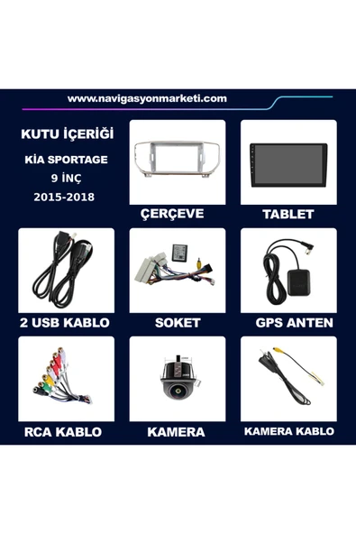 NAVMİNA KİA SPORTAGE 2015-2018 UYUMLU 9 İNÇ 4-64 GB MULTİMEDYA KAMERA - Resim 5