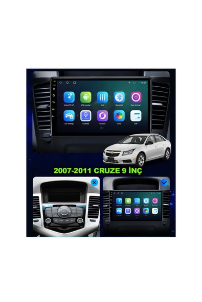 NAVMİNA Chevrolet CRUZE 2007-2012 Uyumlu 9 inç Gri Çerçeveli 6-128 GB Multimedya