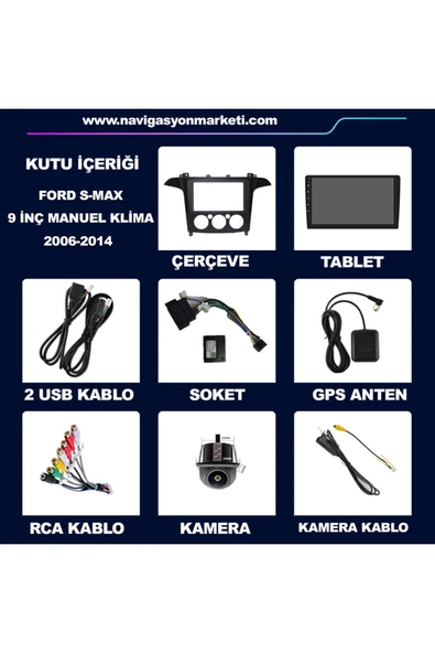 NAVMİNA FORD S-Max 2006-2014 Uyumlu Manuel Klima Siyah 9inç 4-64 gb Multimedya - 5