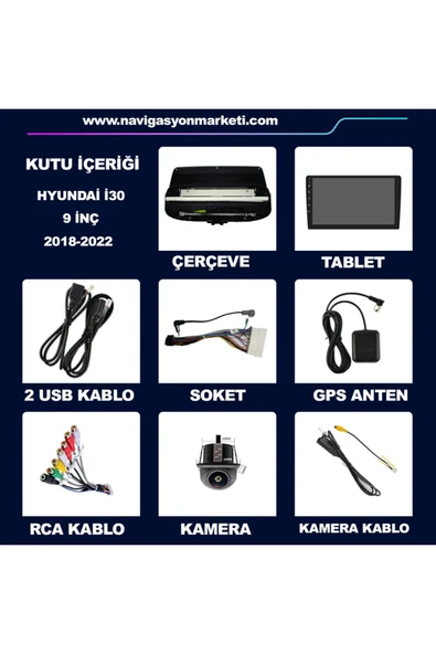 NAVMİNA Hyundai İ30 2018-2022 Uyumlu 9 inç 4-64 GB Multimedya - Resim 6