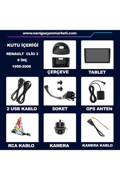 NAVMİNA RENAULT CLİO 2 1999-2006 UYUMLU 9 İNÇ 4-32 GB MULTİMEDYA - Resim 7