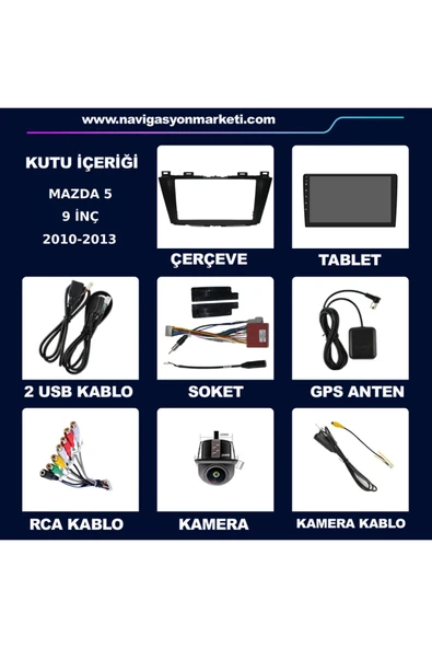 NAVMİNA MAZDA 5 2010-2013 UYUMLU 9 İNÇ 6-128 GB MULTİMEDYA KAMERA - Resim 5
