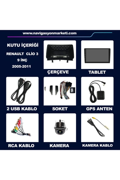 NAVMİNA RENAULT CLİO 3 2005-2011 UYUMLU 9 İNÇ 4-64 GB MULTİMEDYA - 5