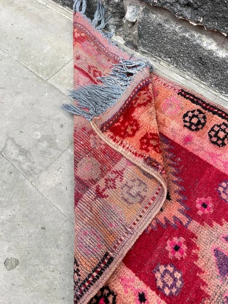 75x360 cm Pembe Renk Boho Stili Uzun Yolluk, Antik Antre ve Giriş Yolu Halısı - 9