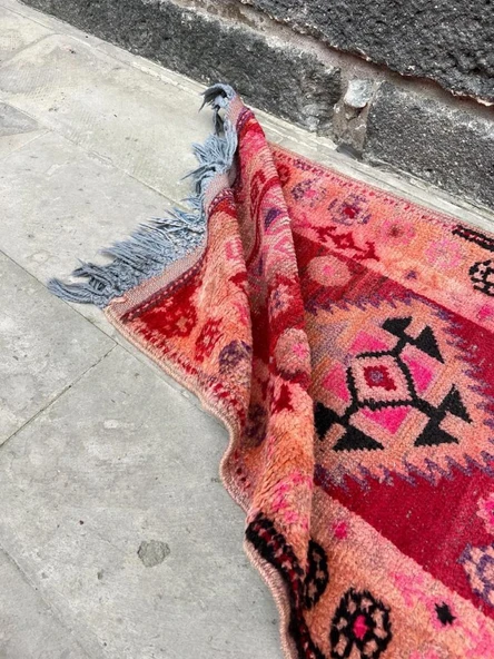 75x360 cm Pembe Renk Boho Stili Uzun Yolluk, Antik Antre ve Giriş Yolu Halısı - 5