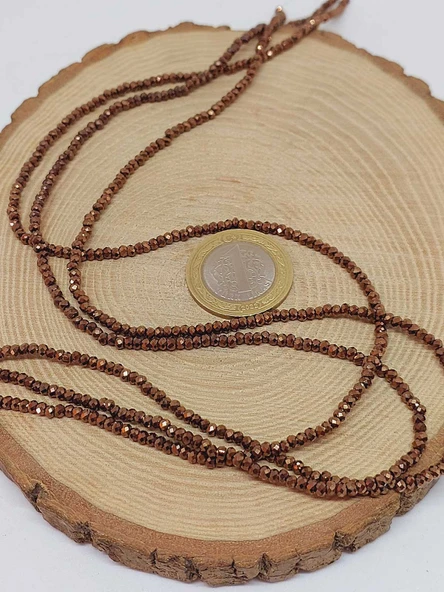 Hematit Taşı Rondela Faset Kesim 2*2.5mm Dizi (56060) - 5