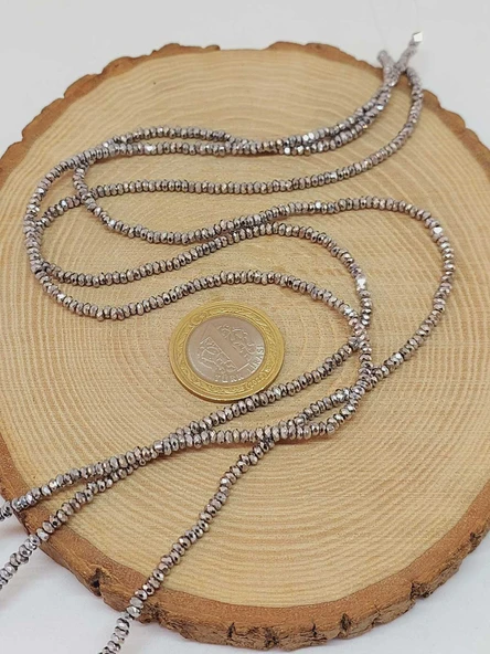 Hematit Taşı Rondela Faset Kesim 2*2.5mm Dizi (56058) - Resim 5