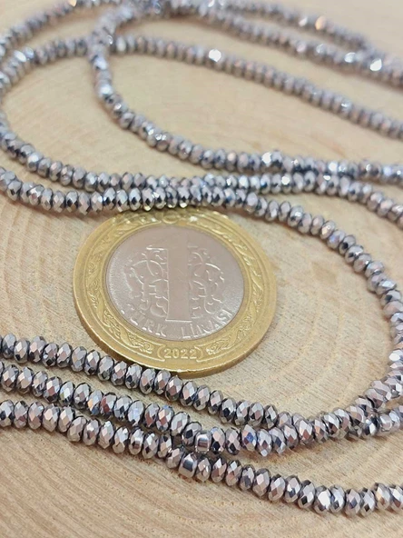 Hematit Taşı Rondela Faset Kesim 2*2.5mm Dizi (56058) - Resim 2