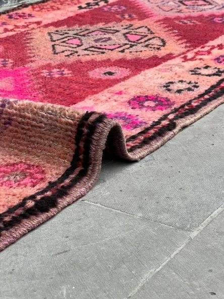 75x360 cm Pembe Renk Boho Stili Uzun Yolluk, Antik Antre ve Giriş Yolu Halısı - 2