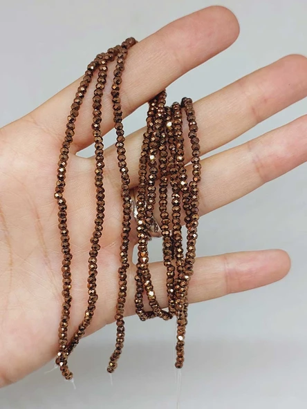 Hematit Taşı Rondela Faset Kesim 2*2.5mm Dizi (56060) - 4