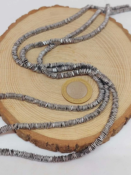 Hematit Taşı Kare Şekilli 1*4mm Dizi (56050) - Resim 5