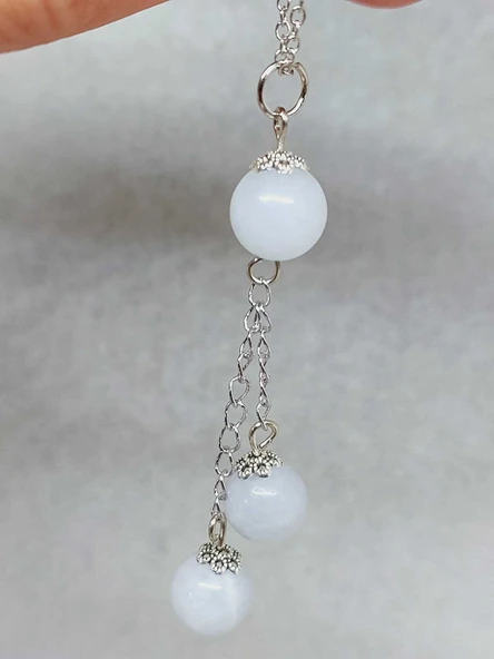 Akuamarin Taşı Zincirli Kolye (8976) - 4