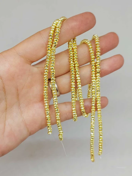 Hematit Taşı Rondela Faset Kesim 2*3.5mm Dizi (56062) - Resim 4