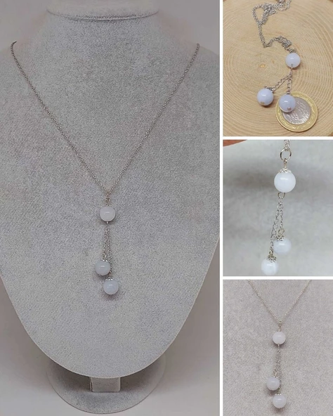 Akuamarin Taşı Zincirli Kolye (8976)