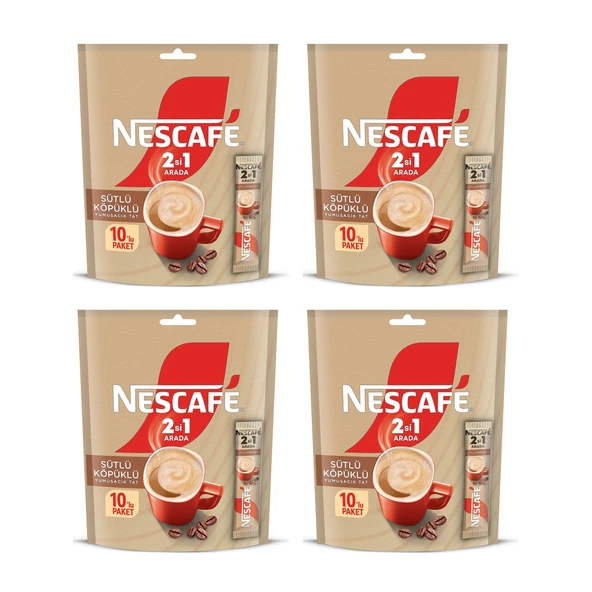 Nescafe 2 si 1 Arada Sütlü Köpüklü 10'lu Ekonomik Paket X 4 Adet - 1