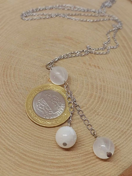 Selenit Taşı Zincirli Kolye (9839) - 2