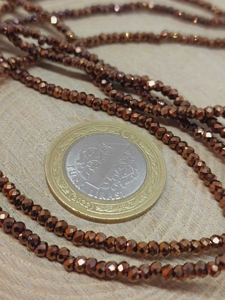 Hematit Taşı Rondela Faset Kesim 2*2.5mm Dizi (56060) - 2