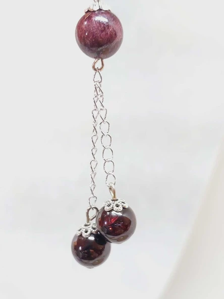 Lal (Garnet-Granat) Taşı Zincirli Kolye (8924) - Resim 4