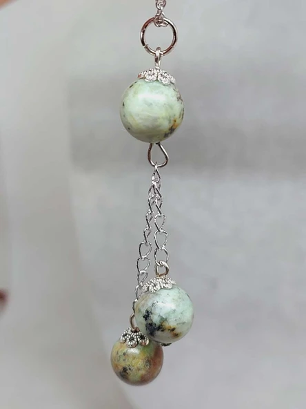 Afrika Turkuazı Taşı Zincirli Kolye (8984) - Resim 4