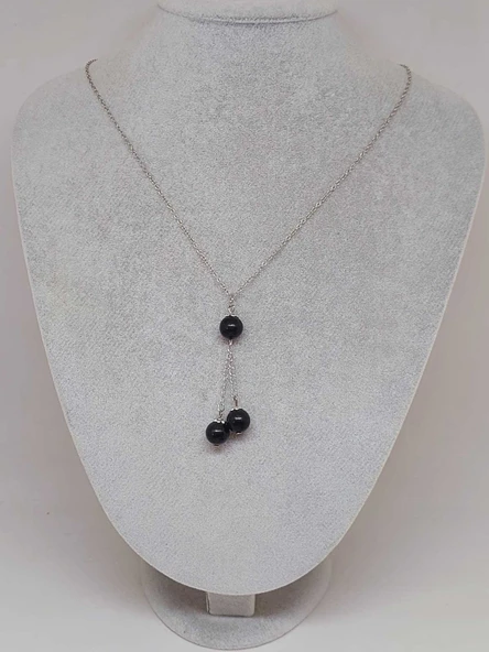 Shungite (Şungit) Taşı Zincirli Kolye (42135) - Resim 2