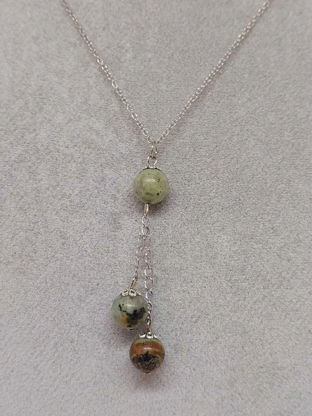 Afrika Turkuazı Taşı Zincirli Kolye (8984) - Resim 5