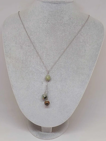 Afrika Turkuazı Taşı Zincirli Kolye (8984) - Resim 2