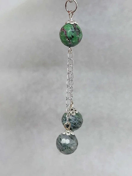 Anyolit (Rubizoit-Rubyzoisit) Taşı Zincirli Kolye (24065) - Resim 4