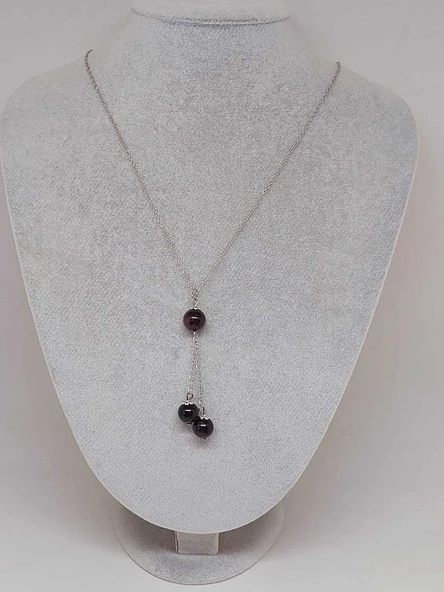 Lal (Garnet-Granat) Taşı Zincirli Kolye (8924) - Resim 2