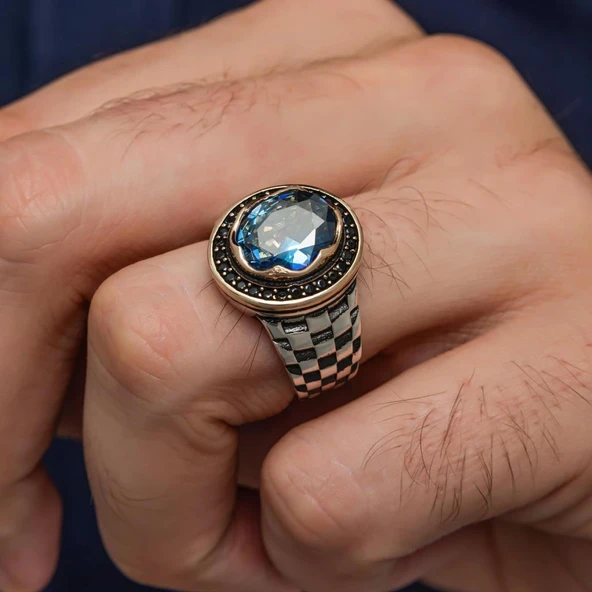 Mistik Topaz Taşlı Kordon Model 925 Gümüş Yüzük - Resim 5