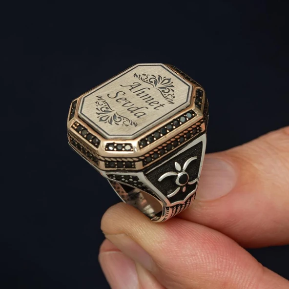 Kişiye Özel İsimli 925 Gümüş Yüzük - Resim 7