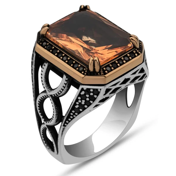 Zultanit Taşlı 925 Gümüş Erkek Yüzük - Resim 2